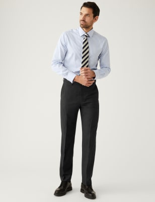 Marks And Spencer Mens M&S SARTORIAL Regular Fit Pure Wool Trousers - Charcoal, Charcoal