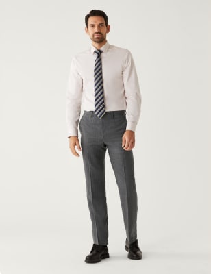 

Mens M&S SARTORIAL Normal geschnittene Anzughose aus reiner Wolle mit Karomuster - Grey, Grey