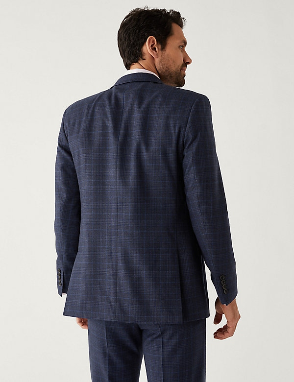 Regular Fit Pure Wool Check Suit Jacket - KW