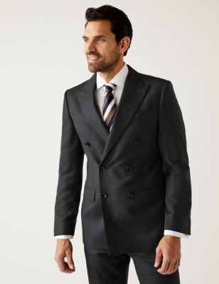 Regular Fit Pure Wool Double Breasted Suit Jacket