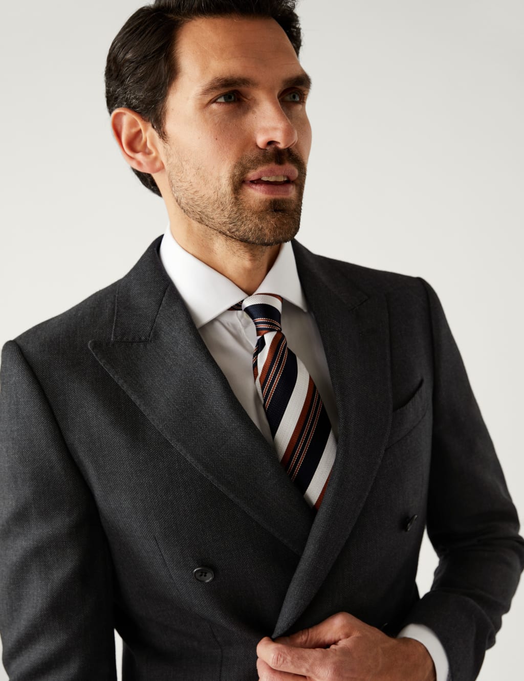 Regular Fit Pure Wool Double Breasted Suit Jacket image 2