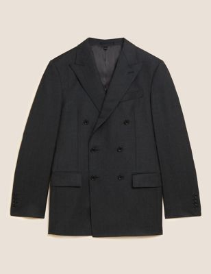 Regular Fit Pure Wool Double Breasted Suit Jacket