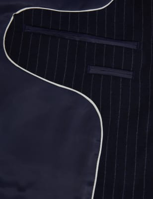 

Mens M&S SARTORIAL Normal geschnitten, gestreifte Jacke aus reiner Wolle - Navy, Navy