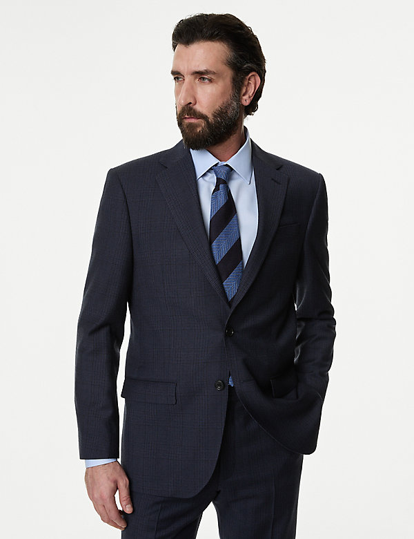 Veste de costume coupe standard 100&nbsp;% laine à carreaux - CH