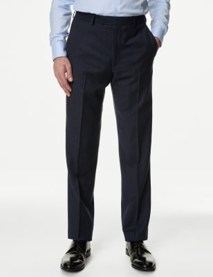 Regular Fit Pure Wool Check Suit Trousers - HR