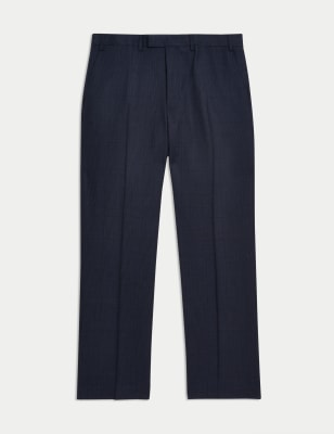 Regular Fit Pure Wool Check Suit Trousers