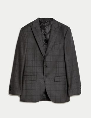 Slim Fit Pure Wool Check Suit Jacket