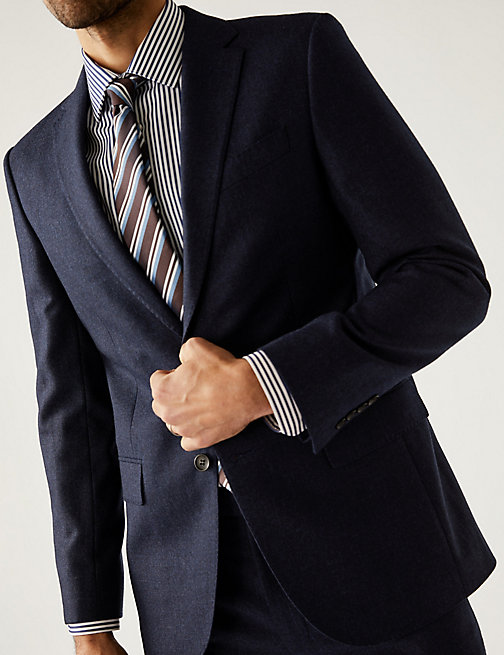 Marks And Spencer Mens M&S SARTORIAL Tailored Fit Pure Wool Jacket - Indigo, Indigo