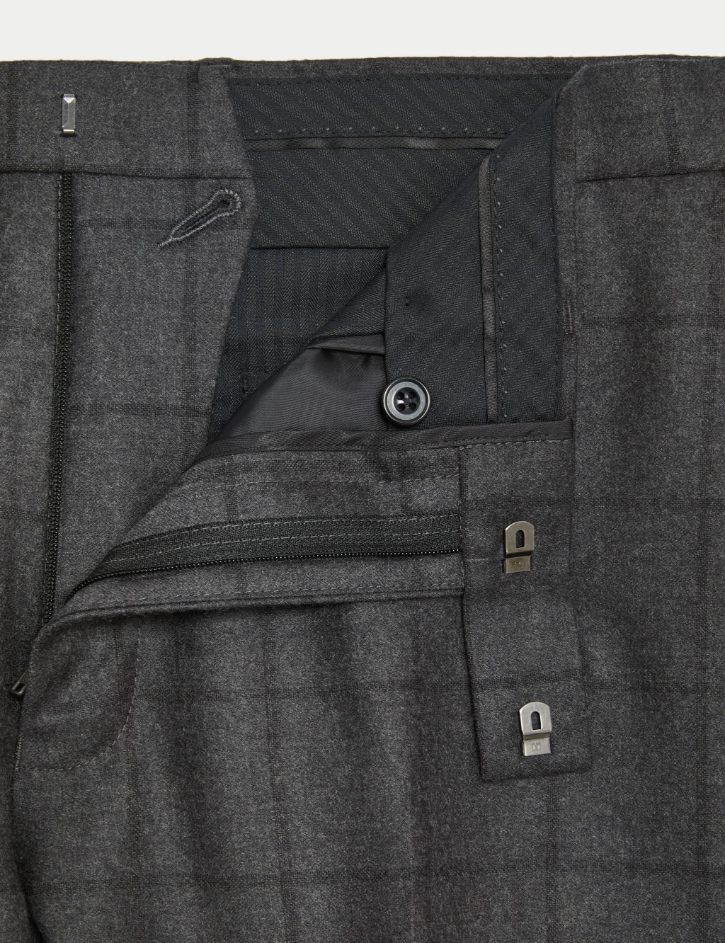 Slim Fit Pure Wool Check Suit Trousers image 6