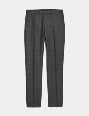 Slim Fit Pure Wool Check Suit Trousers