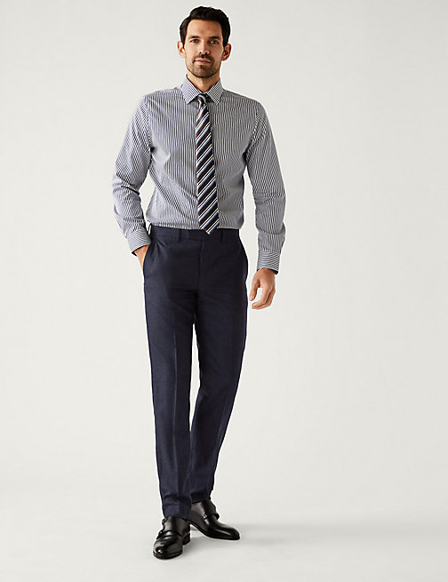 Marks And Spencer Mens M&S SARTORIAL Tailored Fit Pure Wool Trousers - Indigo