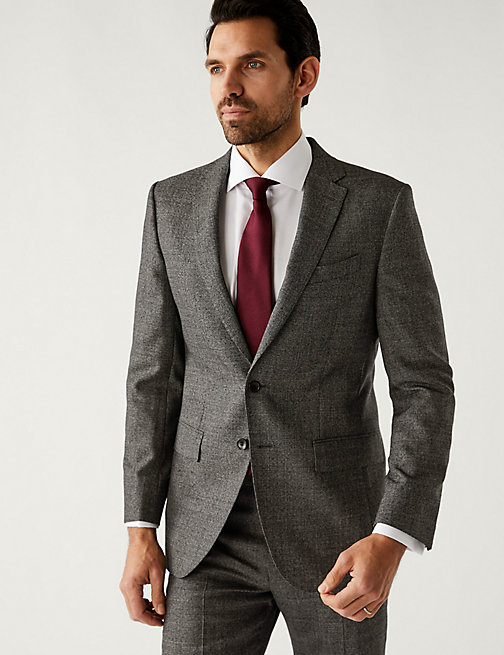 Marks And Spencer Mens M&S SARTORIAL Tailored Fit Pure Wool Jacket - Grey, Grey