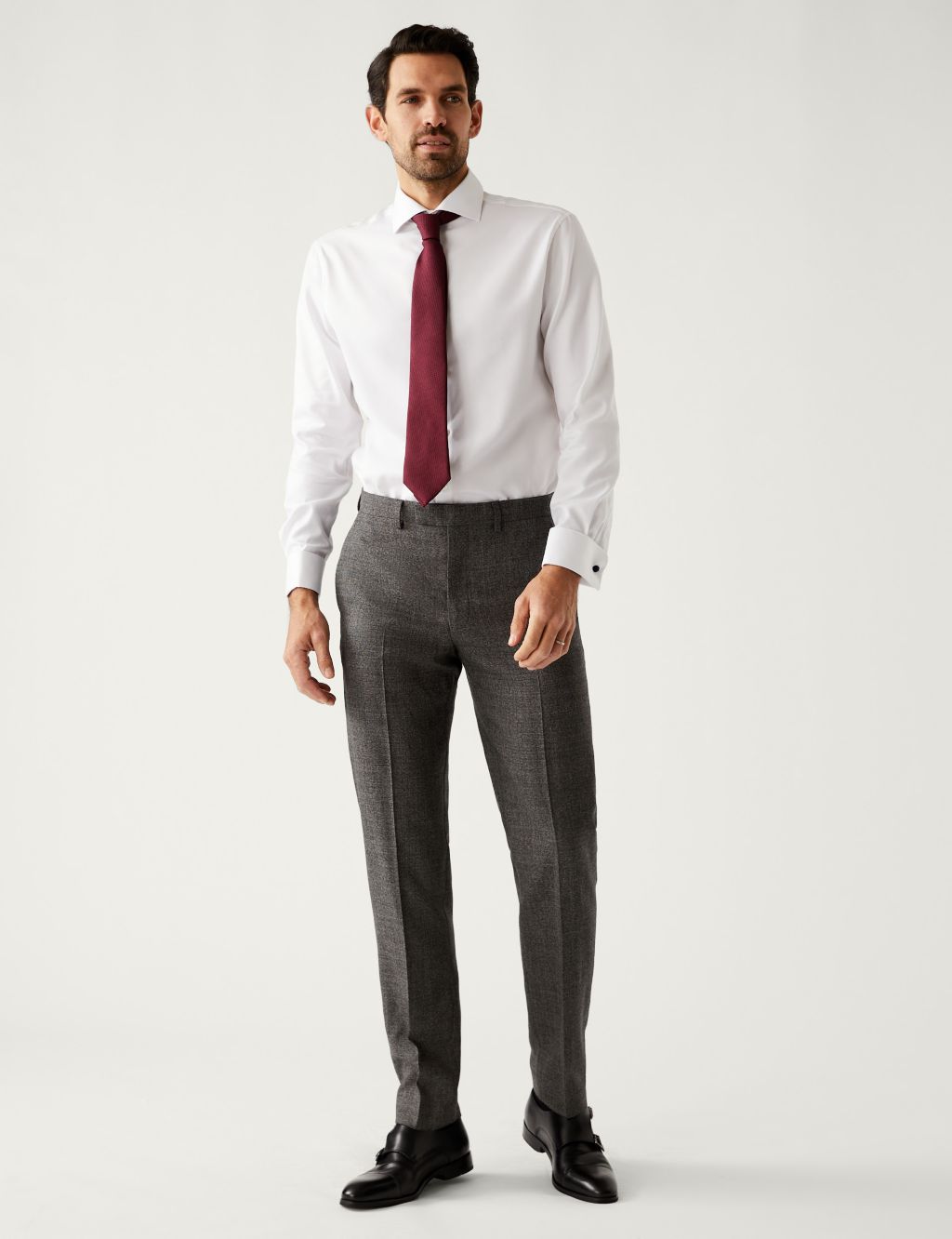 Tailored Fit Pure Wool Suit Trousers image 1