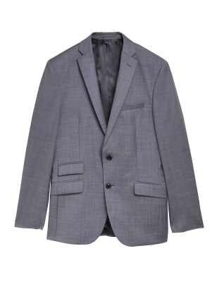 

Mens M&S Collection Schmal geschnittene Jacke aus reiner Wolle - Grey, Grey