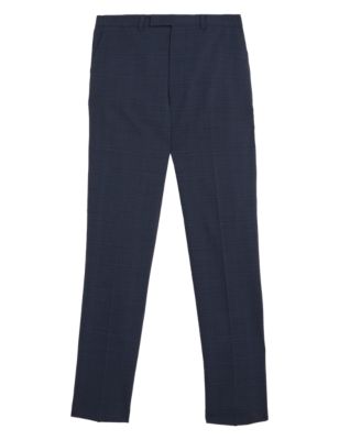 Mens M&S Collection Luxury Regular Fit Wool Rich Textured Trousers - Air Force Blue
