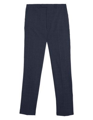 Mens M&S Collection Luxury Regular Fit Wool Rich Textured Trousers - Air Force Blue