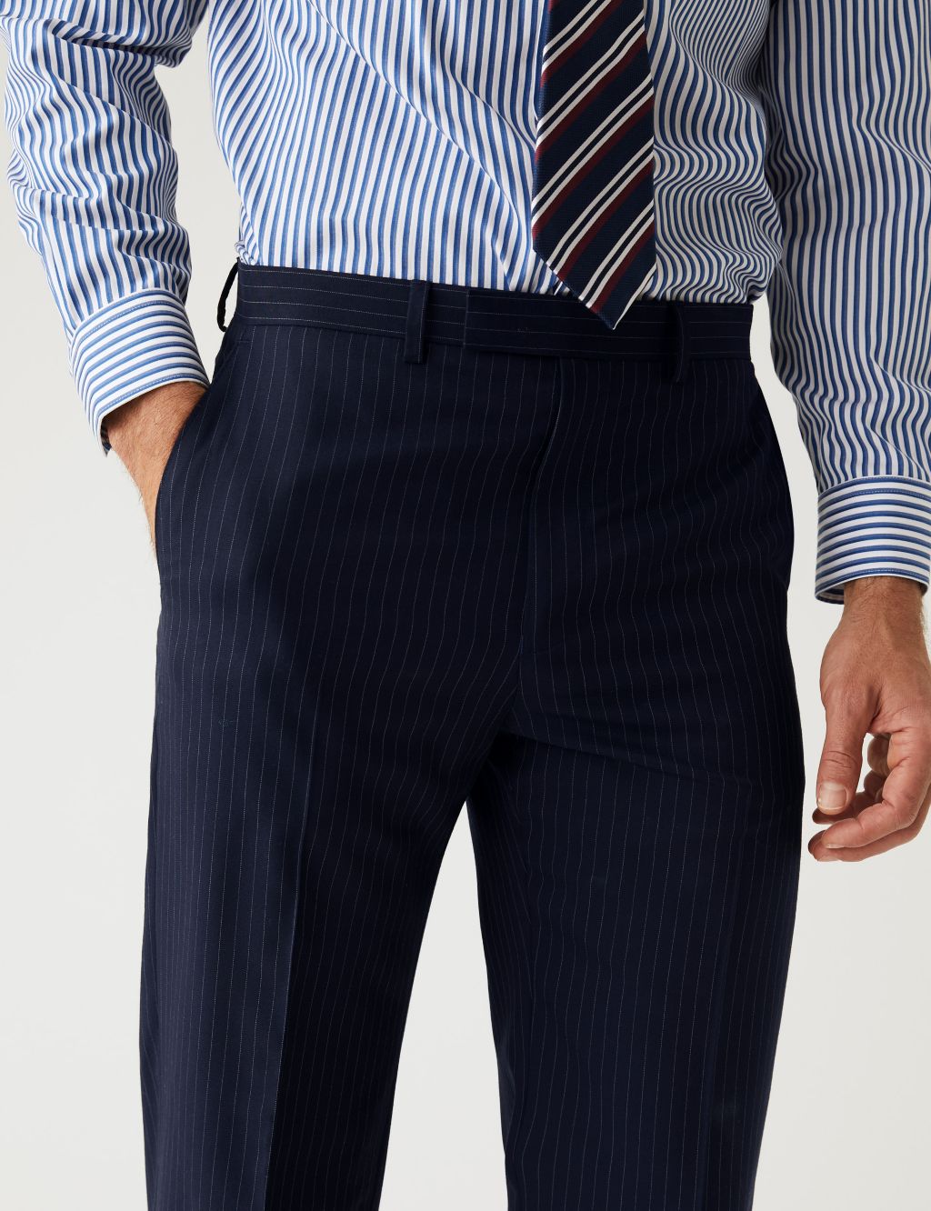 Regular Fit Wool Rich Pinstripe Suit Trousers image 3