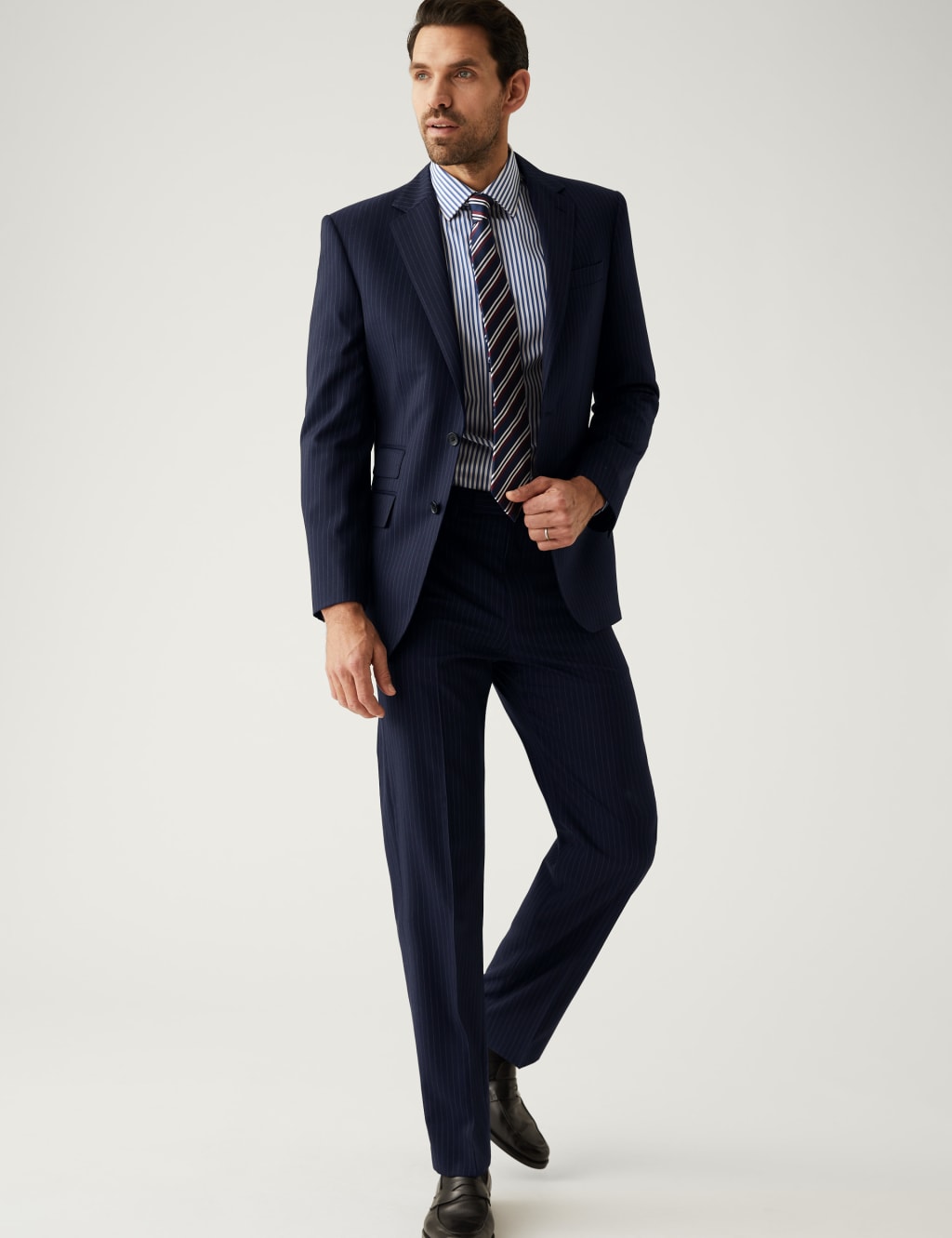 Regular Fit Wool Rich Pinstripe Suit Trousers image 5
