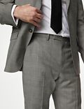מכנסי חליפה מצמר טהור בגזרה רגילה עם משבצות