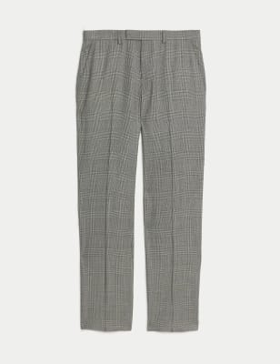 Regular Fit Pure Wool Check Suit Trousers