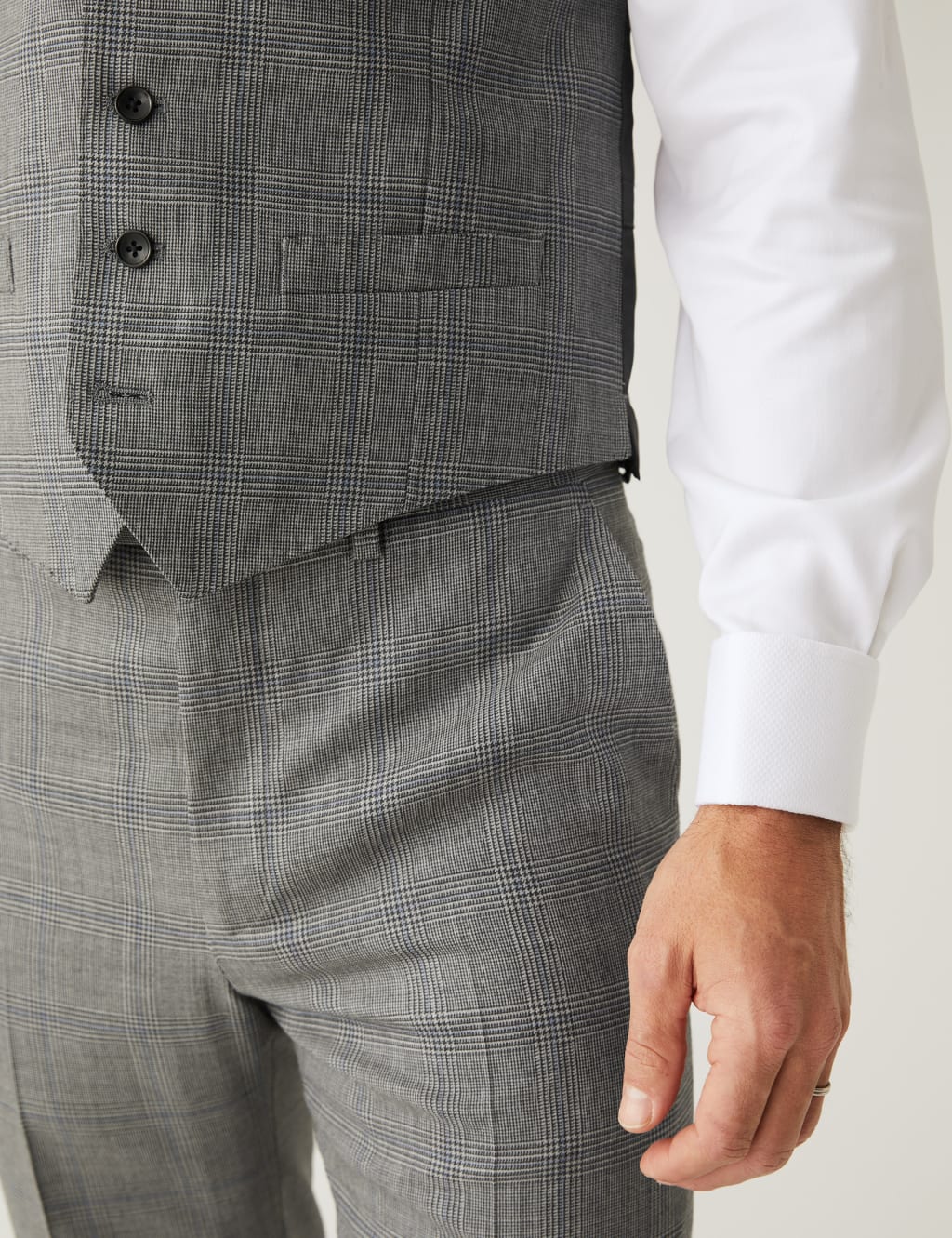 Regular Fit Pure Wool Check Waistcoat image 4