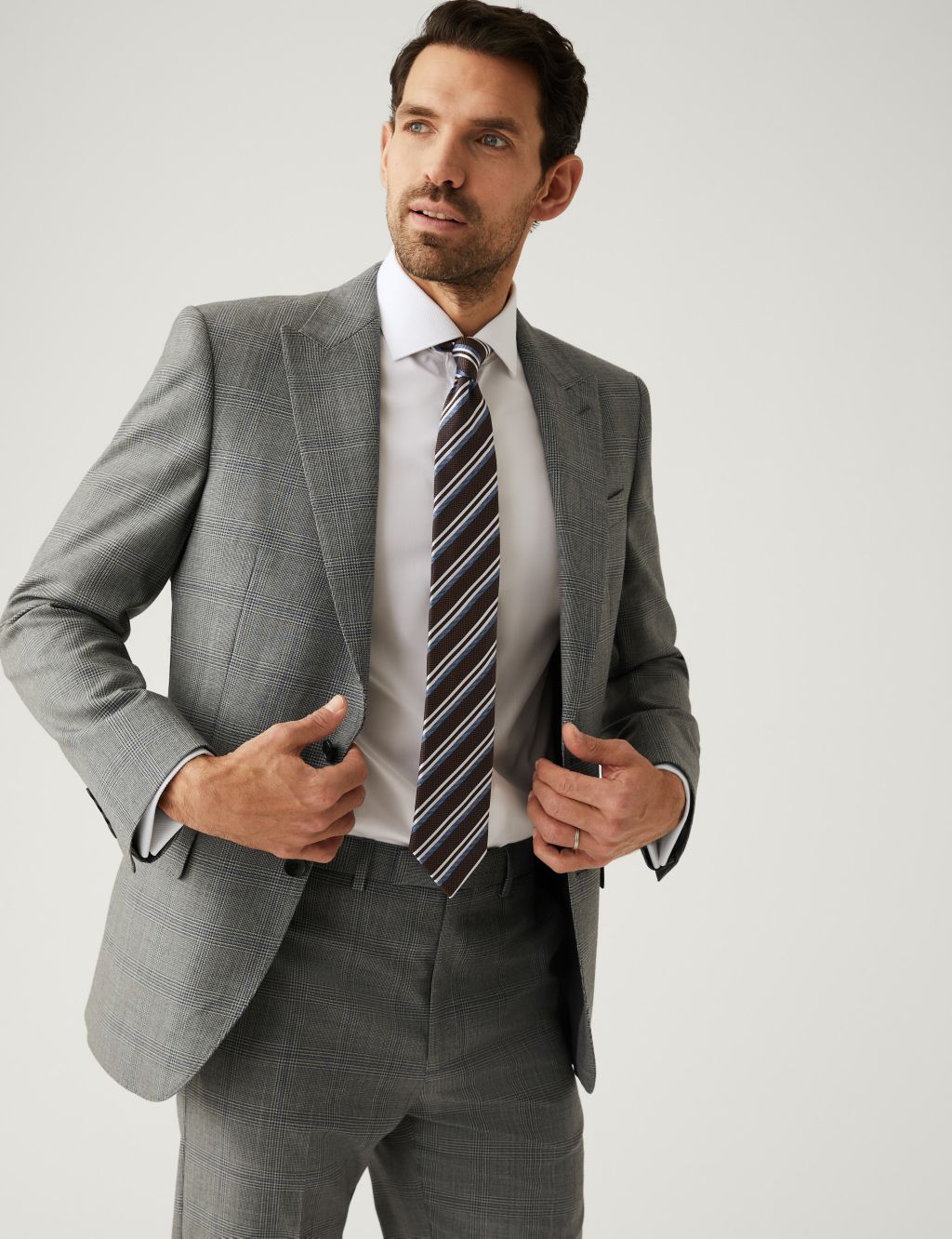 Regular Fit Pure Wool Check Suit Jacket image 1