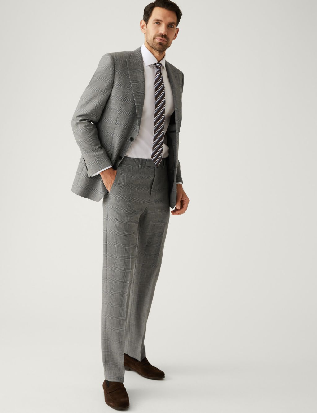 Regular Fit Pure Wool Check Suit Jacket image 4