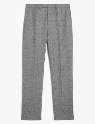 Regular Fit Pure Wool Check Suit Trousers