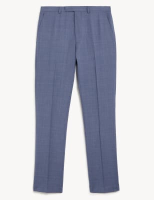 Slim Fit Pure Wool Check Suit Trousers
