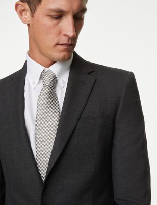 M&S Sartorial Men's Slim Fit Pure Wool Textured Suit Jacket - 34SHT - Charcoal, Charcoal