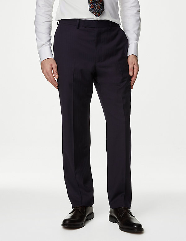 Regular Fit Pure Wool Suit Trousers - CH