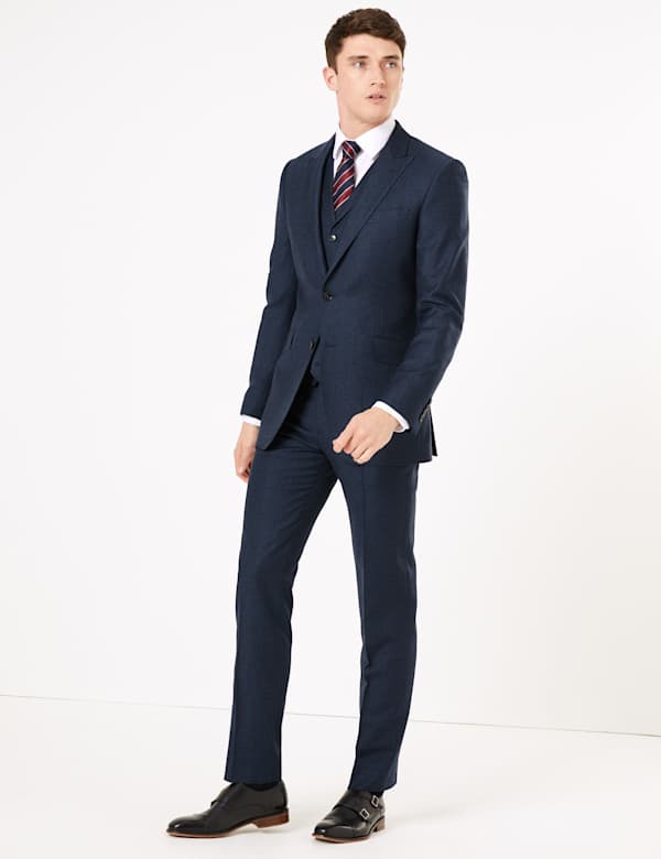 Blue Tailored Fit Wool Jacket