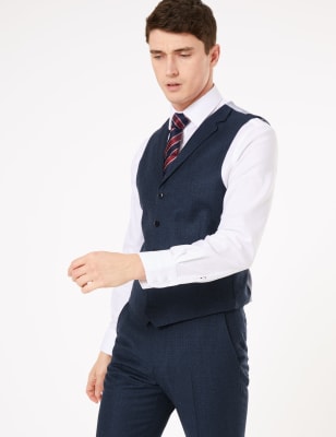 UPC 000020730307 product image for Marks & Spencer Tailored Wool Waistcoat - Blue - US XL | upcitemdb.com