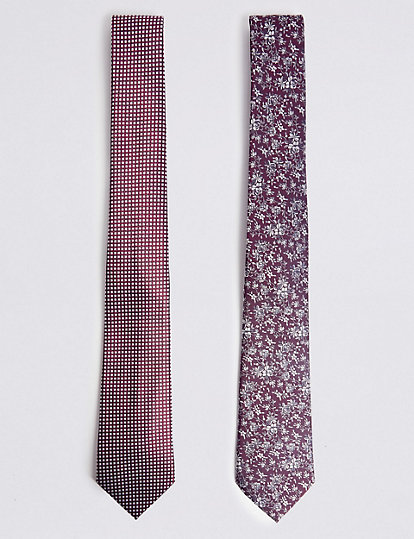2 Pack Geometric & Floral Tie