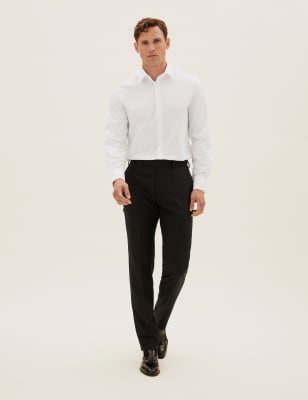 Mens Savile Row Inspired Pantalon ajusté en laine - Navy