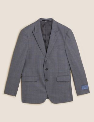 M&S Savile Row Inspired Mens Tailored Fit Pure Wool Check Jacket