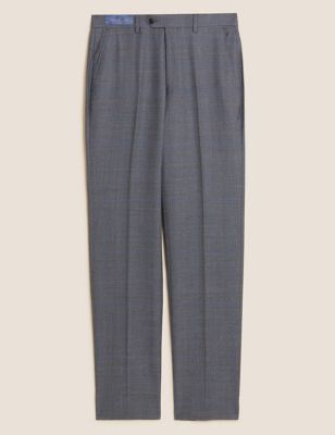 M&S Savile Row Inspired Mens Tailored Fit Italian Wool Check Trousers