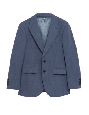 

Mens Tailored Fit Wool Rich Check Jacket - Light Blue, Light Blue