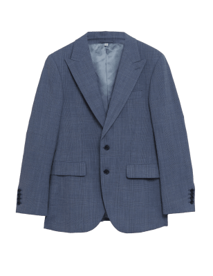 

Mens Tailored Fit Wool Rich Check Jacket - Light Blue, Light Blue