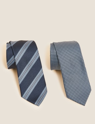 Cravate Courte Homme Marks & Spencer 100% Soie - Bordeaux Et Doré Motif Médaillons