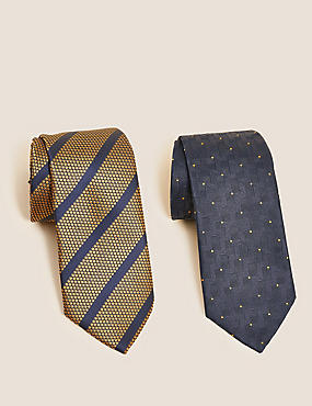 2 Pack Slim Striped and Spotted Ties