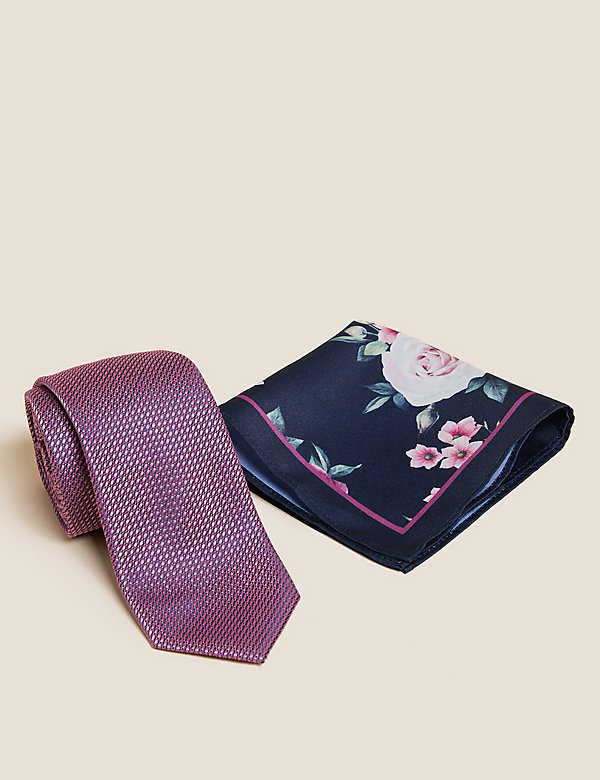 Pack de 2 conjuntos de pañuelo de bolsillo y corbata floral - US