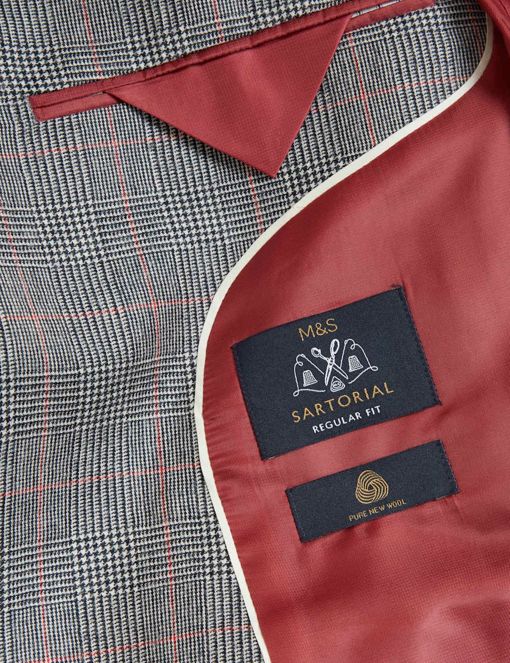 Regular Fit Pure Wool Check Suit Jacket image 7
