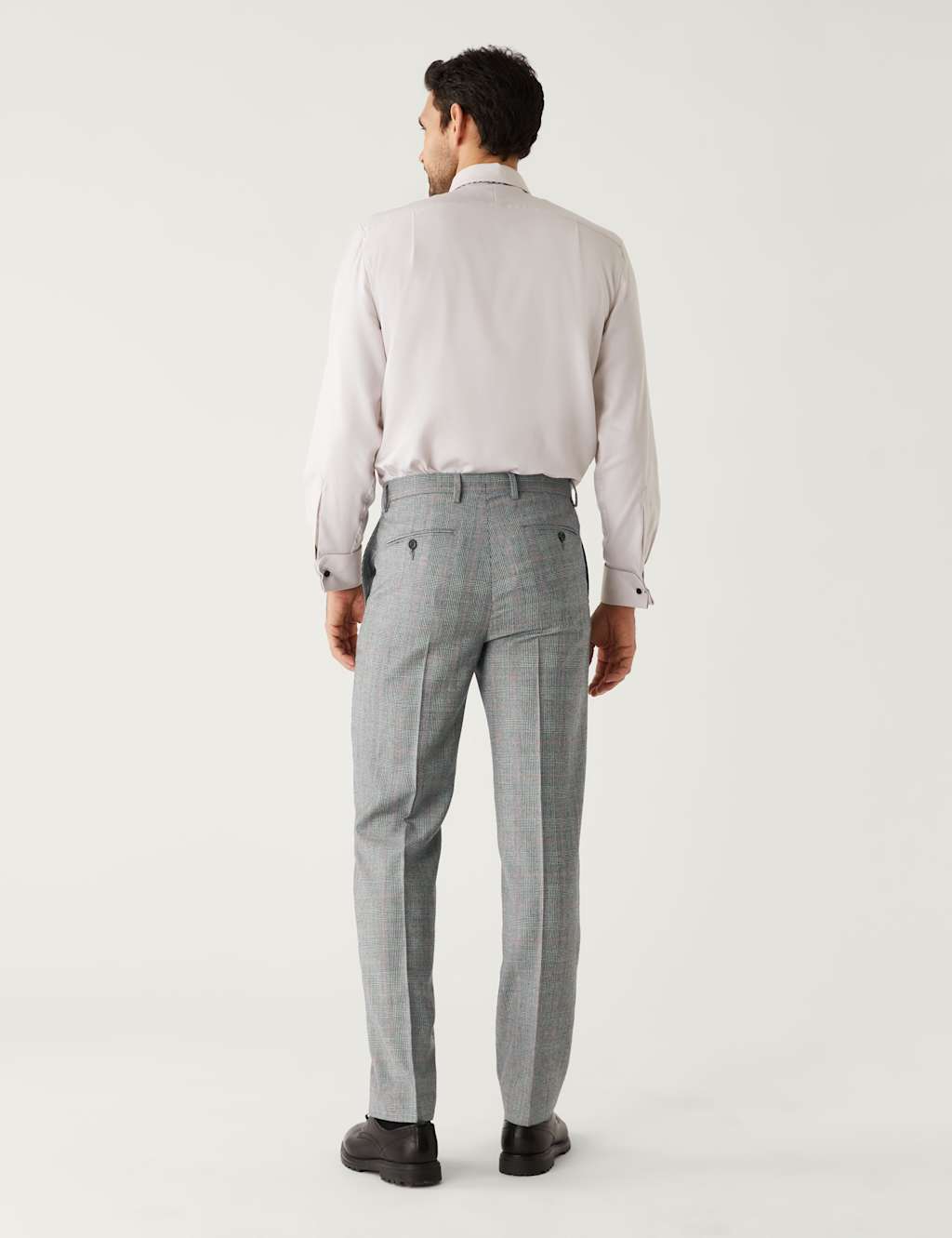 Regular Fit Pure Wool Check Suit Trousers image 4
