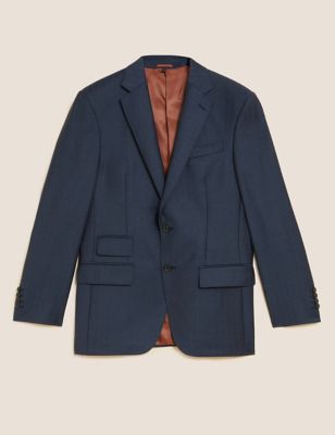 Regular Fit Pure Wool Herringbone Suit Jacket