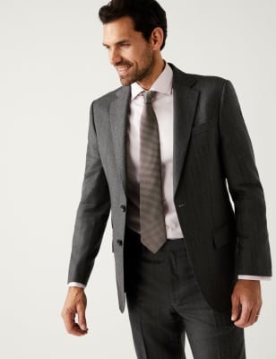 

Mens M&S SARTORIAL Regular Fit Pure Wool Herringbone Suit Jacket - Charcoal, Charcoal