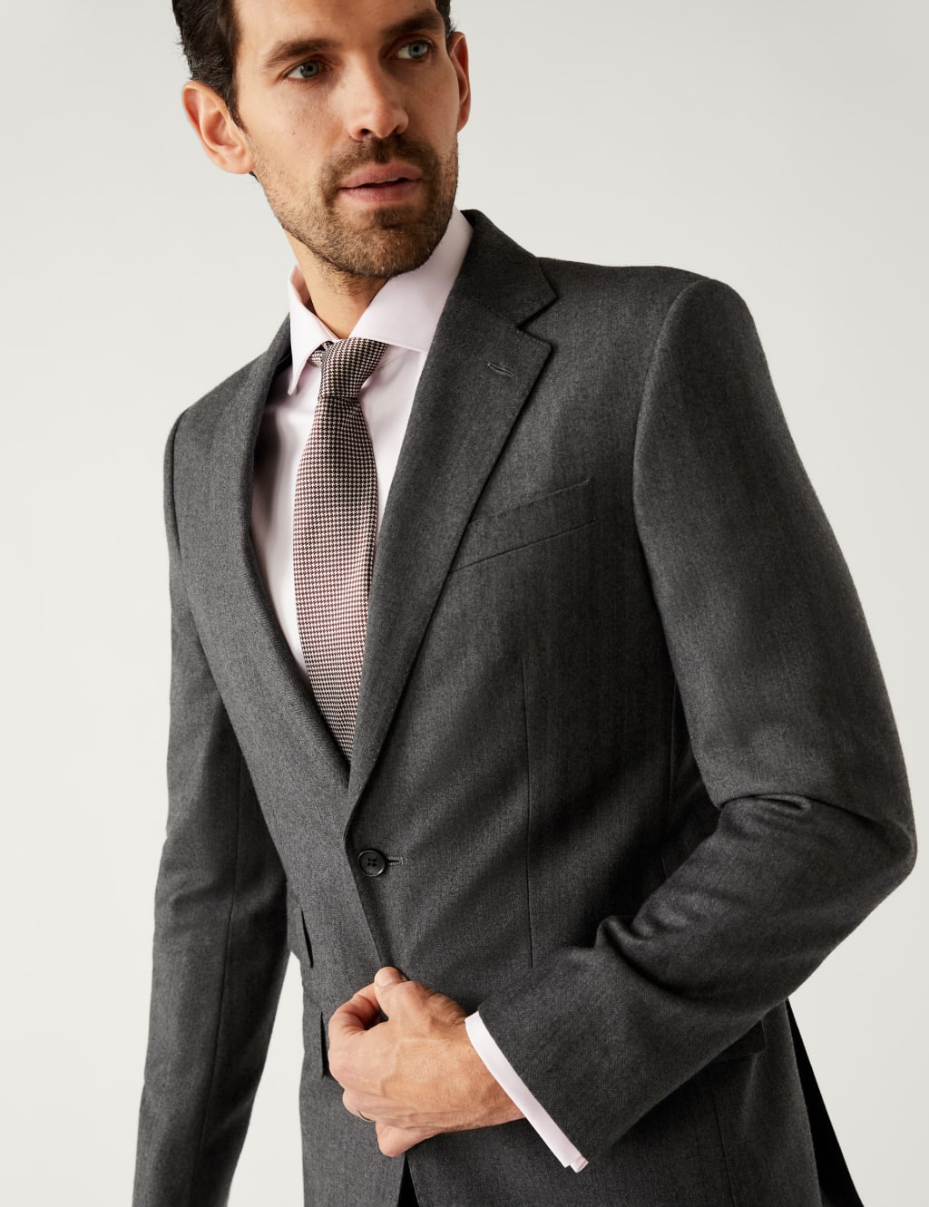 Regular Fit Pure Wool Herringbone Suit Jacket image 2