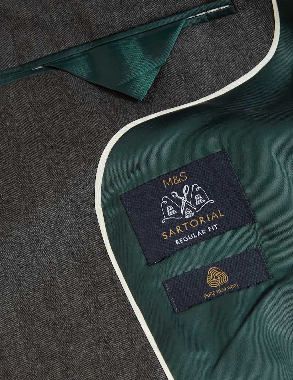 Regular Fit Pure Wool Herringbone Suit Jacket image 7
