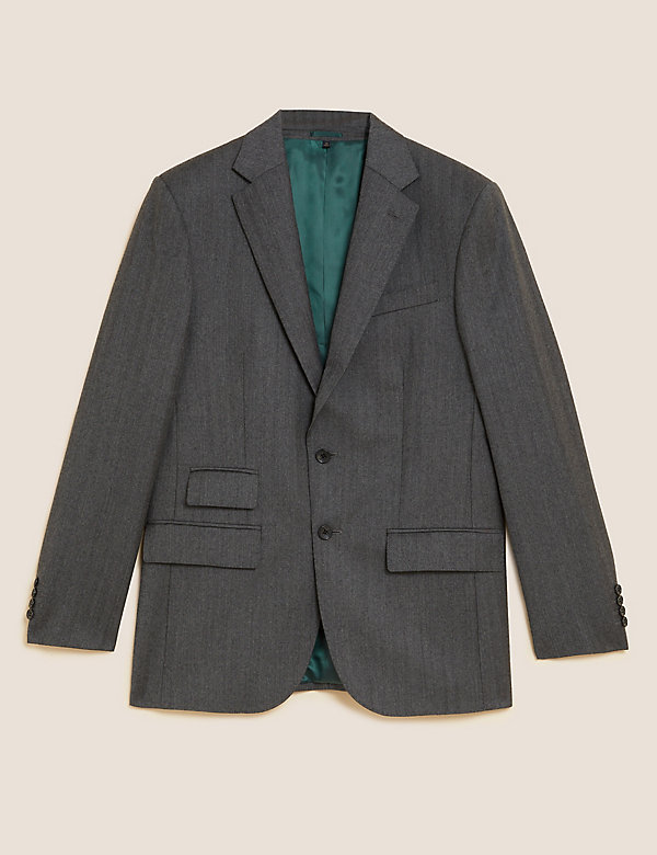 Regular Fit Pure Wool Herringbone Jacket - AE