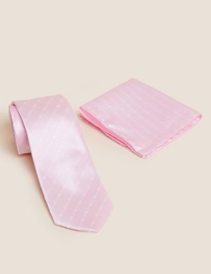 

Mens M&S Collection Spotted Tie & Pocket Square Set - Light Pink, Light Pink